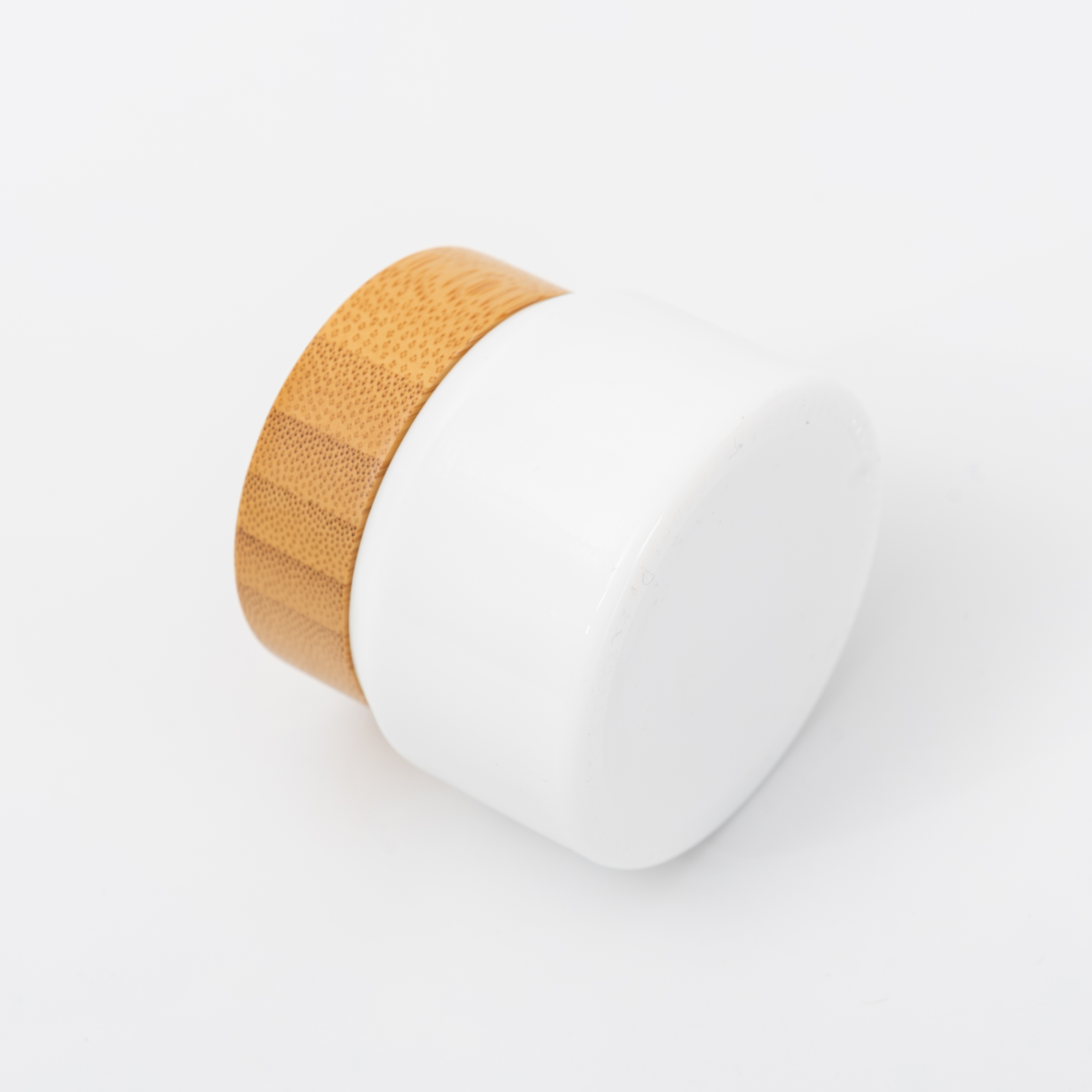 New developed opal white glass bamboo lid bottle bamboo cream jar