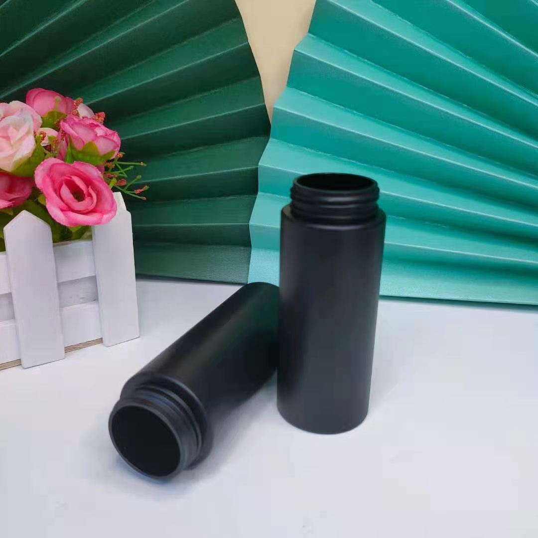 New empty cosmetic facial cleanser clear black amber PET plastic mousse foam pump bottle