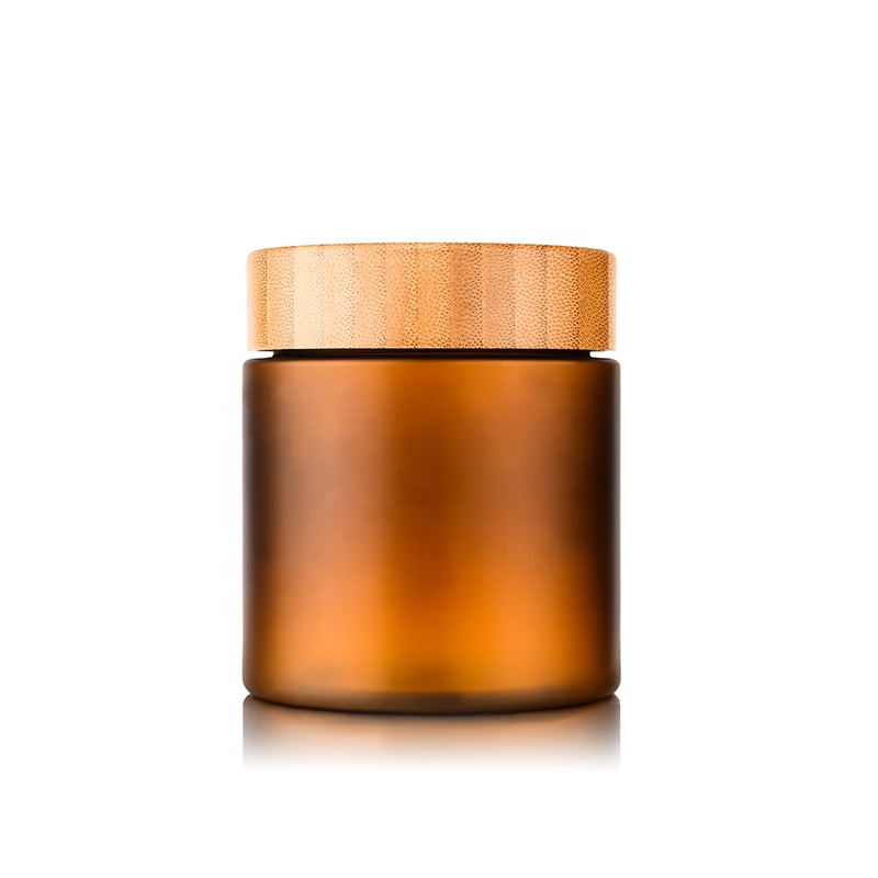 New empty natural 150ml 250ml 150g 250g frosted amber clear pet cosmetic cream jar with bamboo lid