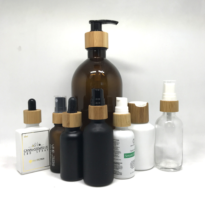 New essential oil e liquid 5ml 10ml 15ml 20ml 30ml 50ml 60ml 100ml 120ml 250ml round cosmetic bamboo glass dropper bottle