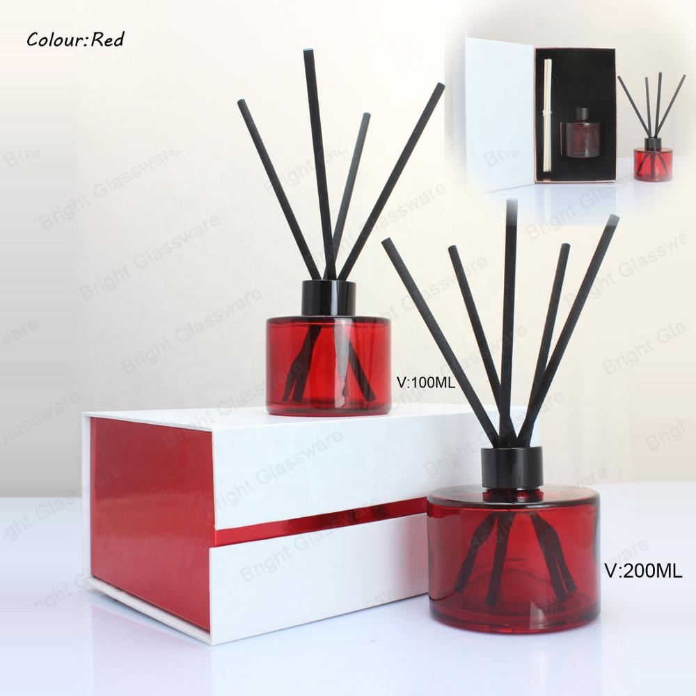 New fabric stick reed diffuser glass bottle with handmade packing paper box set
