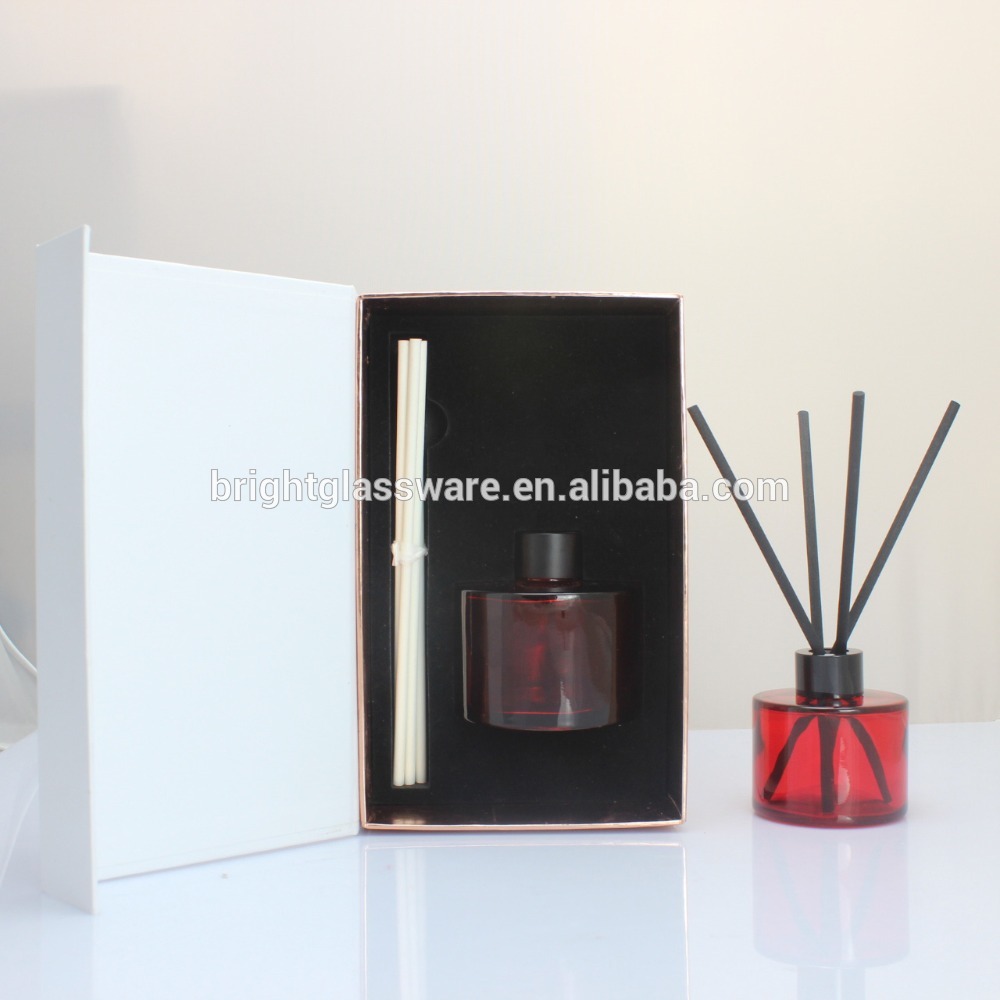New fabric stick reed diffuser glass bottle with handmade packing paper box set