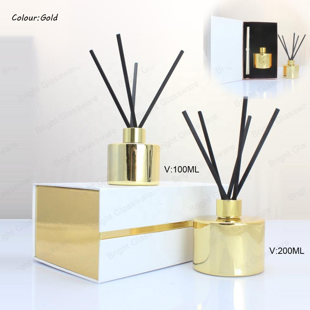 New fabric stick reed diffuser glass bottle with handmade packing paper box set