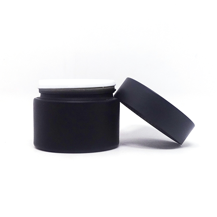 New fashion 50 ml black opal glass cosmetic porcelain jar for cbd cream packaging