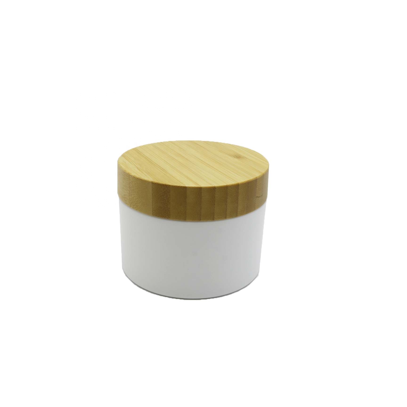 New fashion natural products 200ml white bamboo lid plastic jar PJ-05Q