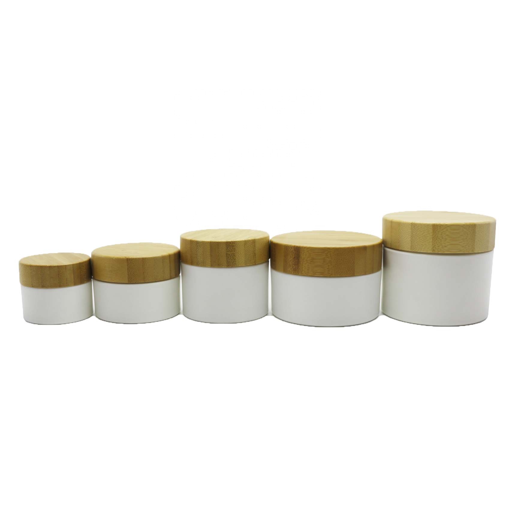 New fashion natural products 200ml white bamboo lid plastic jar PJ-05Q