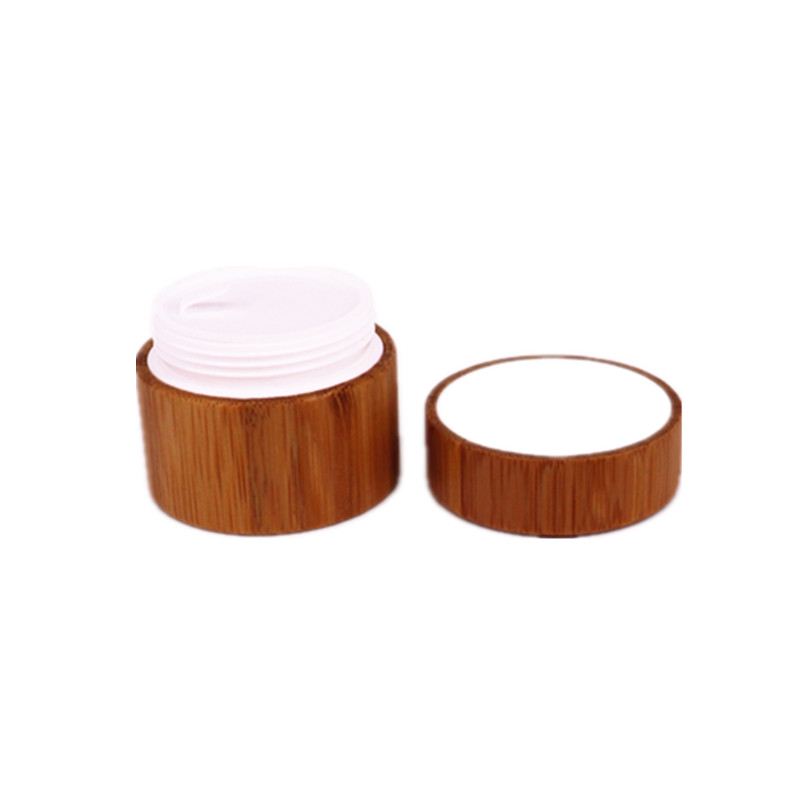 New fashion natural products round shape 150g white plastic pp inner cosmetic bamboo cream jar