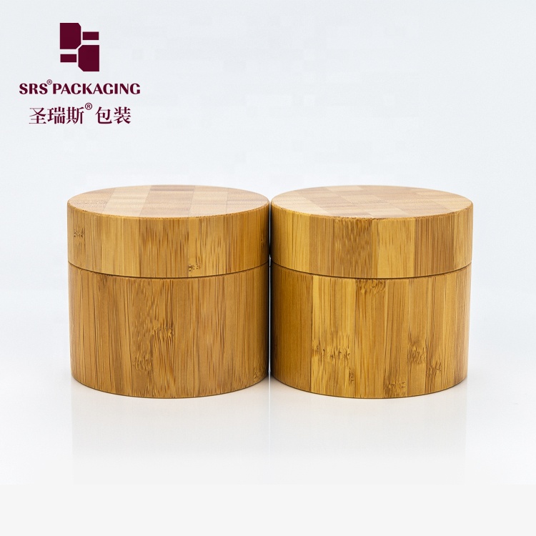 New fashion natural products round shape 250g plastic pp inner cosmetic cream jar bamboo
