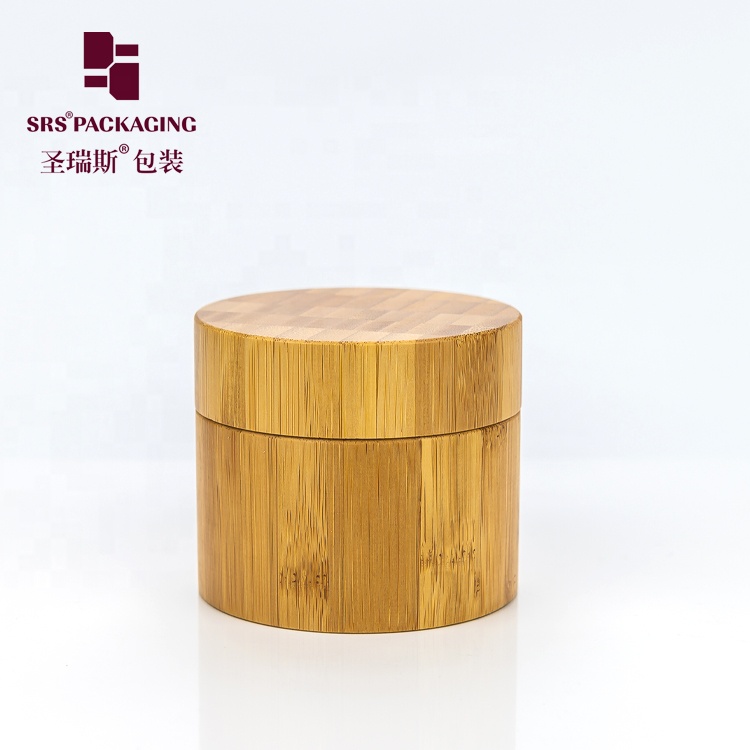 New fashion natural products round shape 250g plastic pp inner cosmetic cream jar bamboo