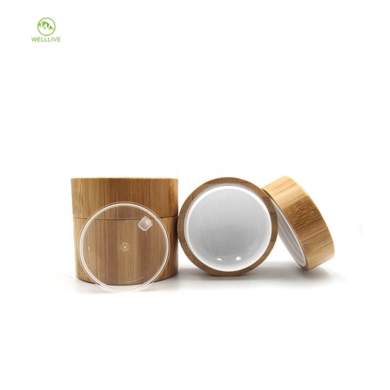 New fashion natural products round shaped plastic pp inner cosmetic bamboo cream jar 10g 15g 30g 50g 100g