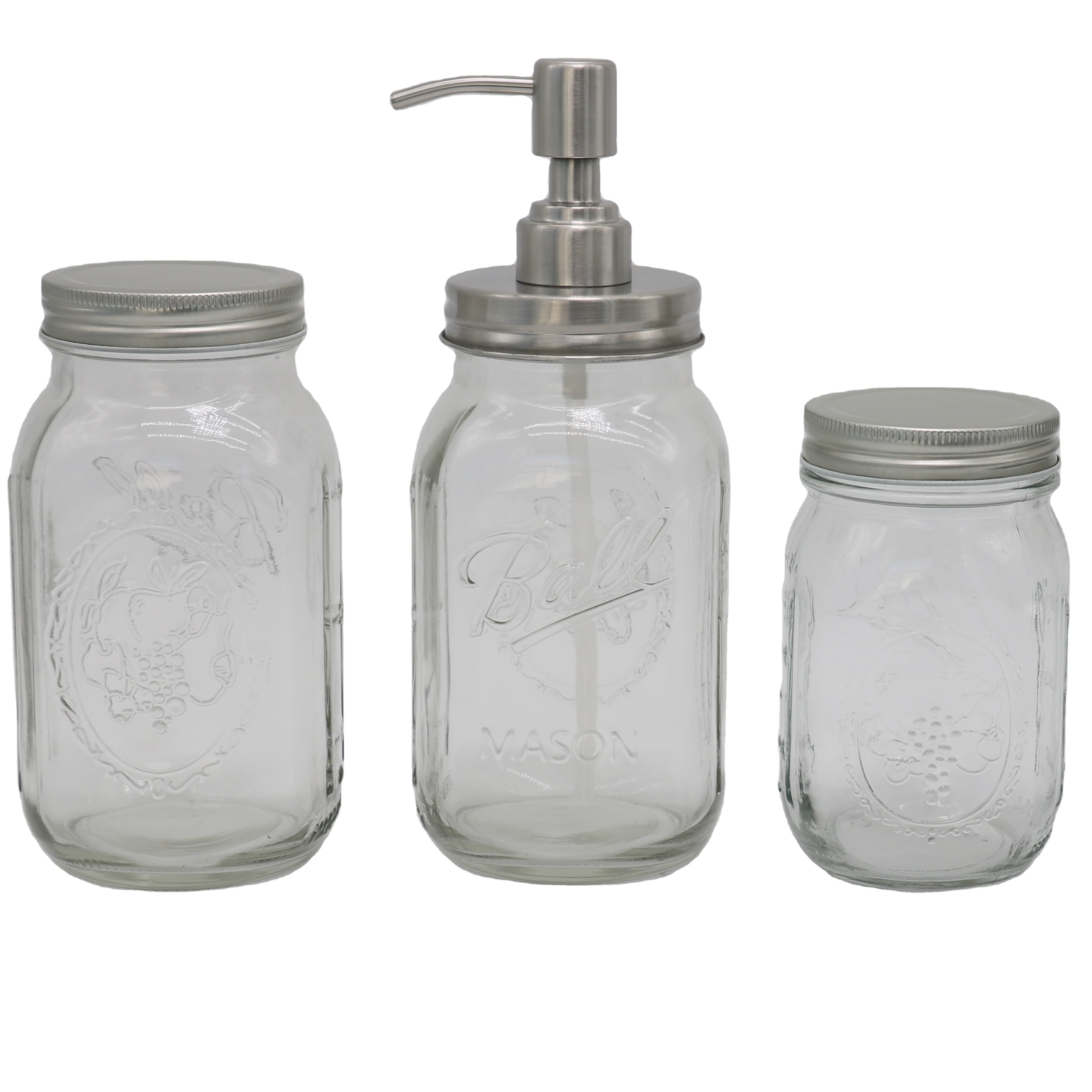 New hand sanitizer bottle bath gel glass bottle embossed color Mason bottle with stainless steel pump head