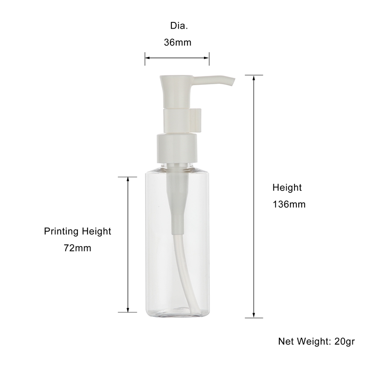 New pattern of 50ml 120ml clear PET pump bottle