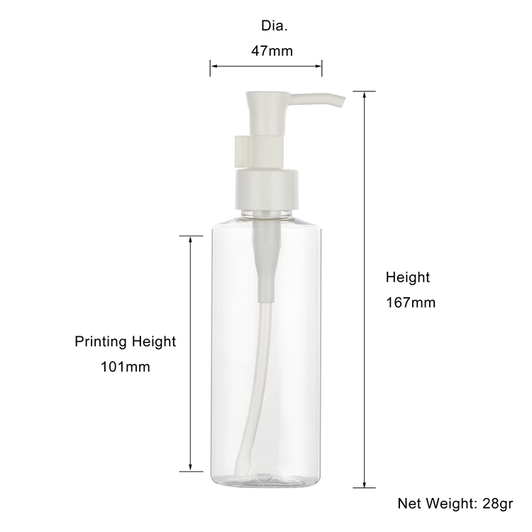 New pattern of 50ml 120ml clear PET pump bottle