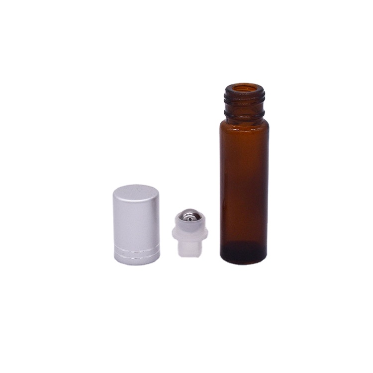 New perfume 8ml amber essential oil glass roll on bottle with roller ball