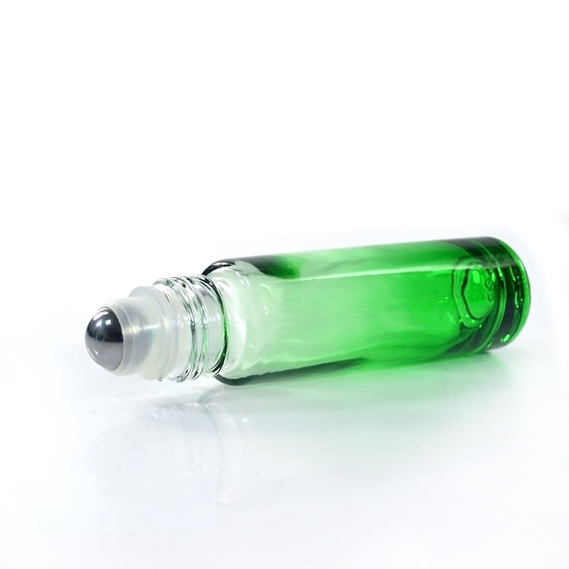 New product 1/3 OZ Blue Green Gradient Glass Perfume Essential Oil Roll On Bottle 10ml with stainless metal Roller ball in stock