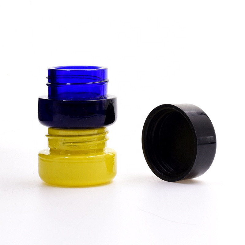 New product 10 ml dark blue round straight side eye cream cosmetic packing glass jar with plastic child proof lid.