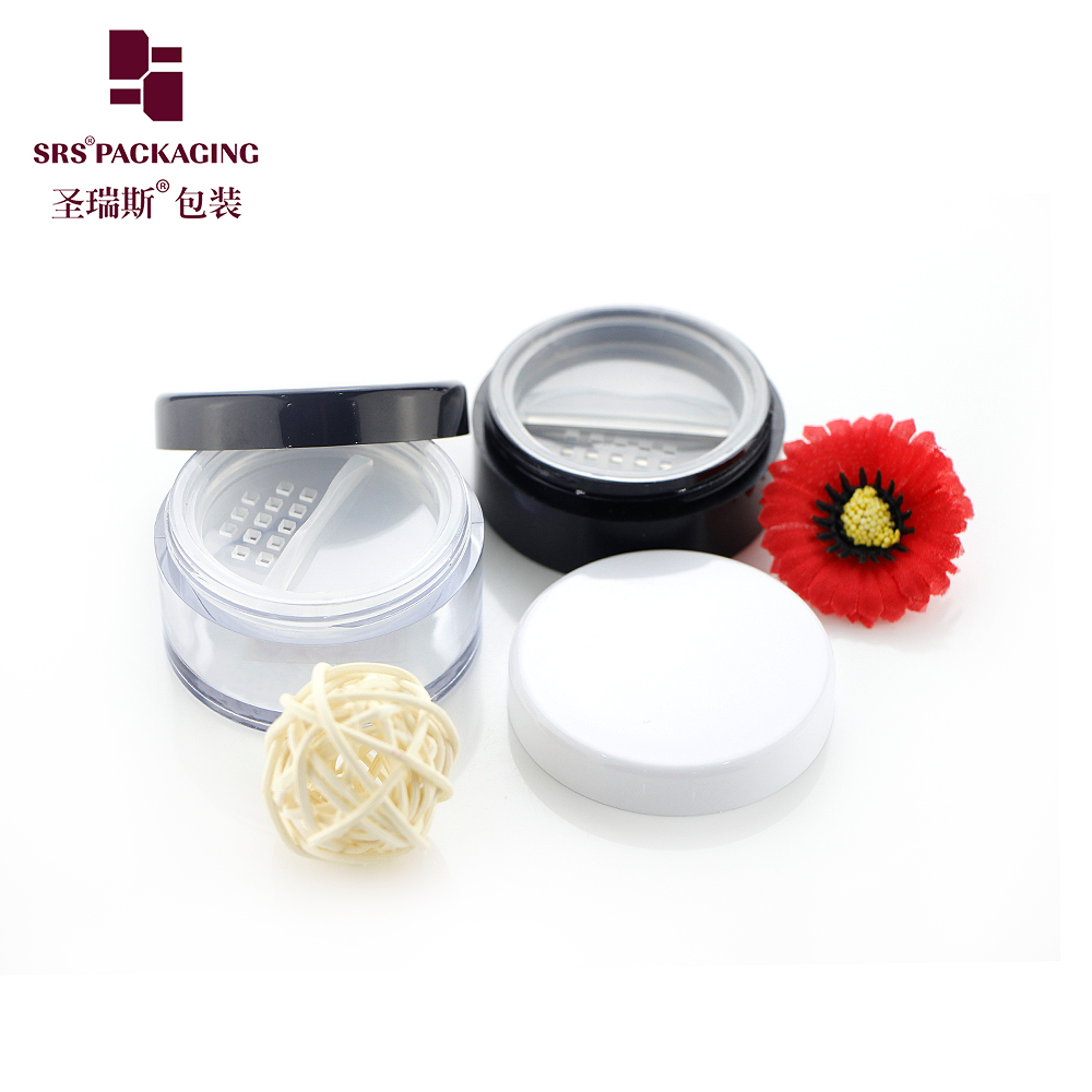 New product 10g 20g plastic clear rotating sifter loose powder jar