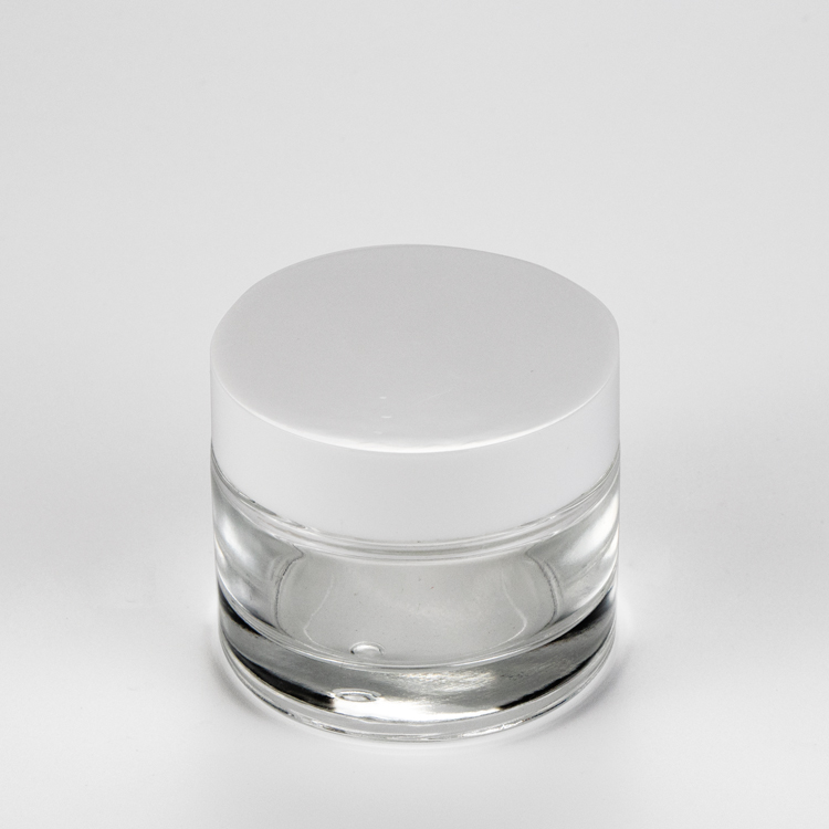 New product 20 ml 30 ml 50 ml small clear round private label glass cosmetic empty cream jars with acrylic plastic lid