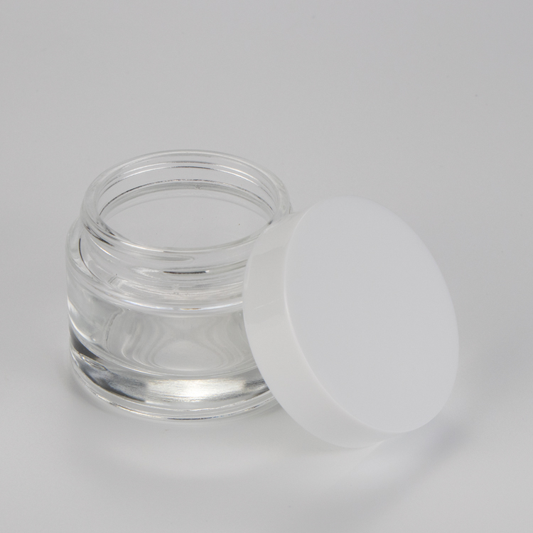 New product 20 ml 30 ml 50 ml small clear round private label glass cosmetic empty cream jars with acrylic plastic lid