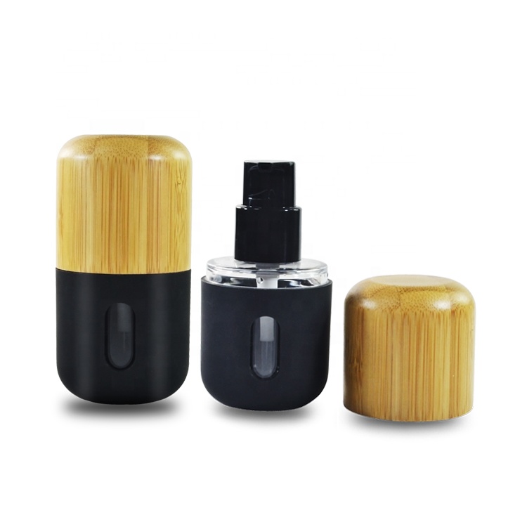 New product 2019 empty 30ml 1oz cosmetic packing bamboo lotion pump bottle