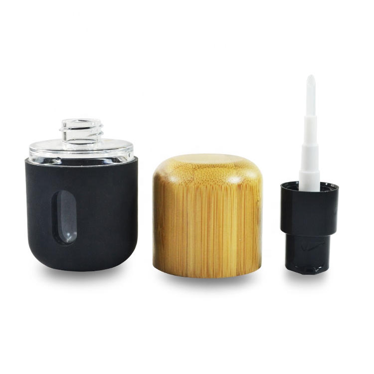 New product 2019 empty 30ml 1oz cosmetic packing bamboo lotion pump bottle