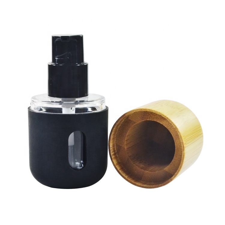New product 2019 empty 30ml 1oz cosmetic packing bamboo lotion pump bottle
