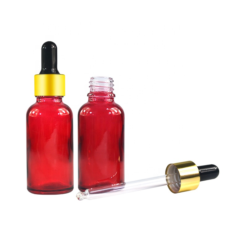 New product 2019 empty e liquid aluminum cap black red pink purple colorful 30 ml glass bottle with dropper