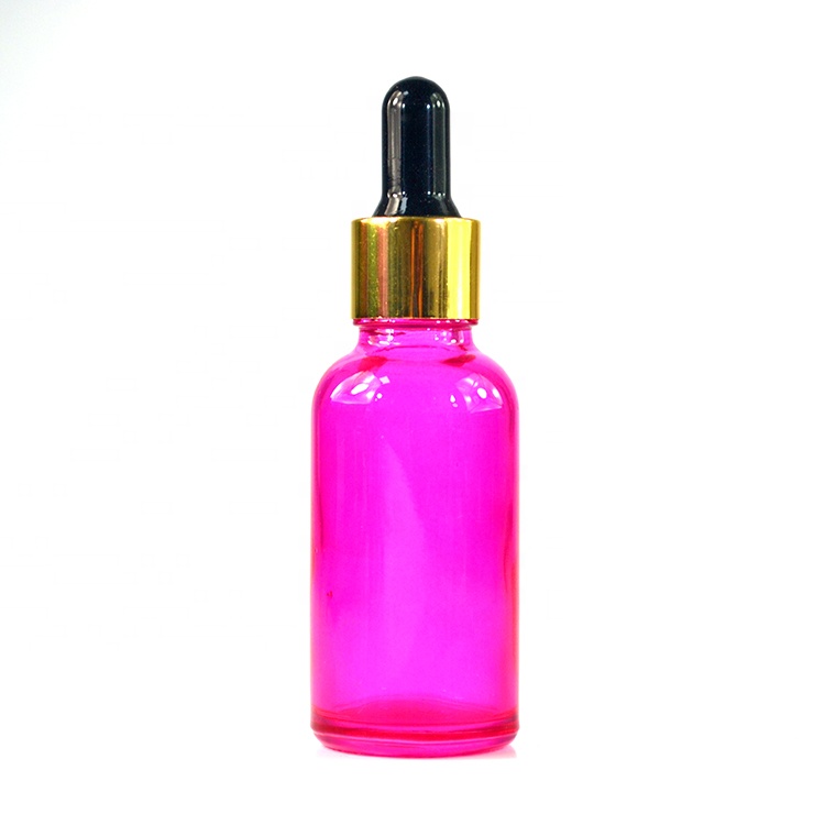 New product 2019 empty e liquid aluminum cap black red pink purple colorful 30 ml glass bottle with dropper