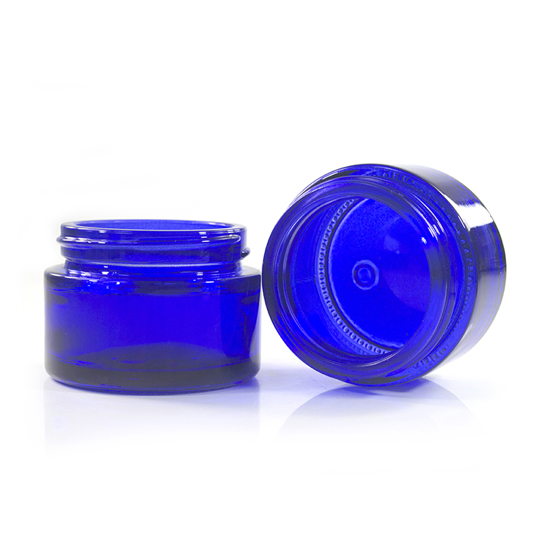 New product 20g 30g 50g 100g 50ml blue luxury face glass cosmetic cream jars