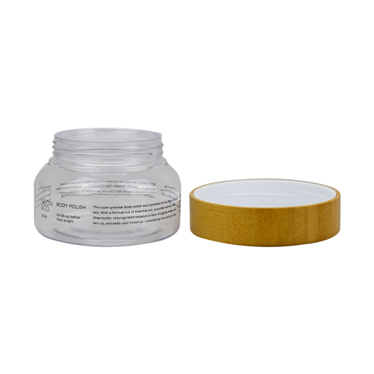 New product 250g customized logo printing plastic jar containers with bamboo lid for mask cream