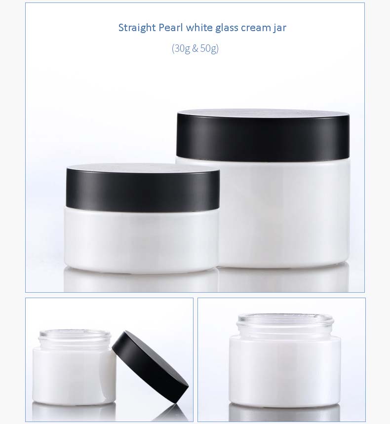 New product 30G 50G pearl white glass packaging cream jar
