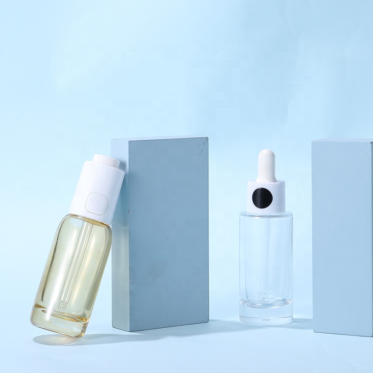 New product 30ml 1oz glass essential oil dropper bottle with button lid