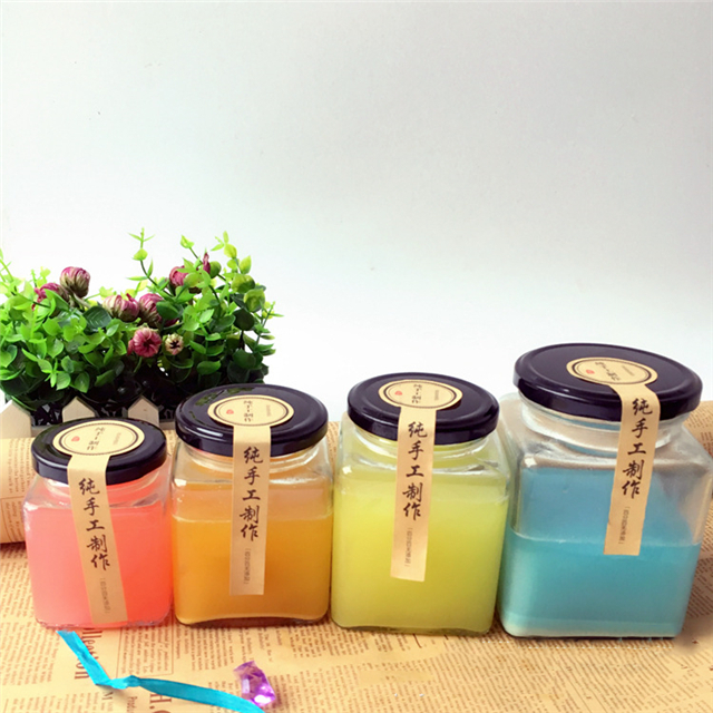 New product 50ml 80ml 100ml 200ml 280ml 380ml 500ml 730ml glass square honey jar with lid