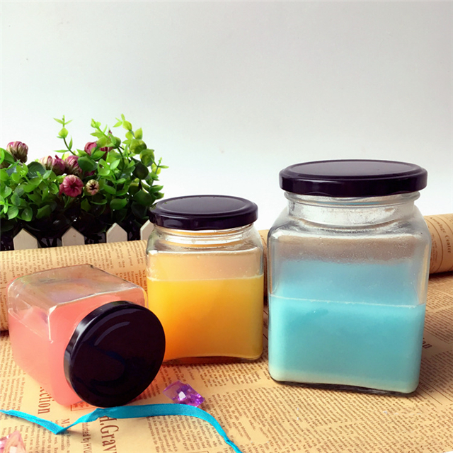 New product 50ml 80ml 100ml 200ml 280ml 380ml 500ml 730ml glass square honey jar with lid