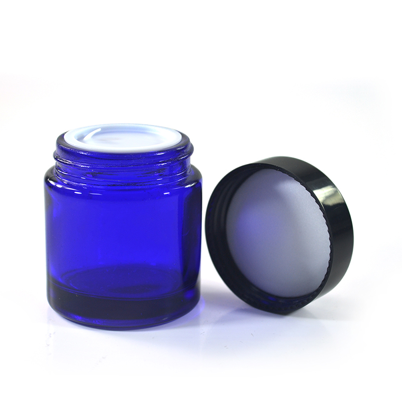 New product 5g 10g 15g 20g 30g 50g 100g clear amber blue green matte frosted black coloured round pots glass cosmetic cream jars