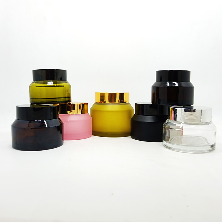 New product 5g 10g 15g 30g 50g 100g clear amber matte black glass cream jar with aluminium Cap