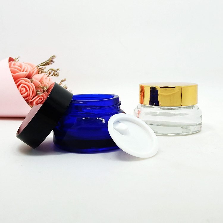 New product 5g 10g 15g 30g 50g 100g clear amber matte black glass cream jar with aluminium Cap