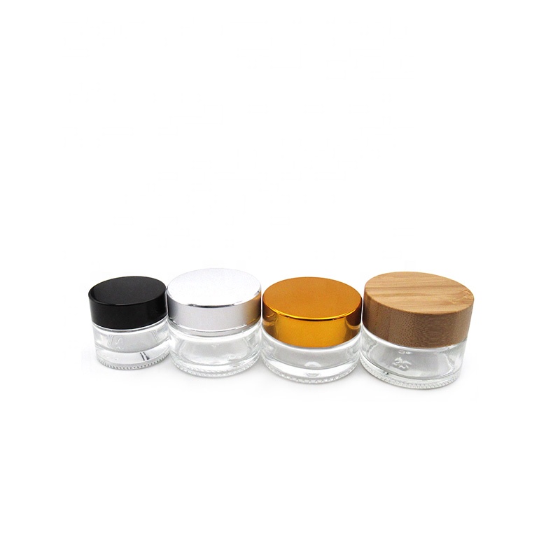 New product 5g 15g 30g 50g 100g transparent pharmaceutical cream glass jar with wood bamboo cover lid
