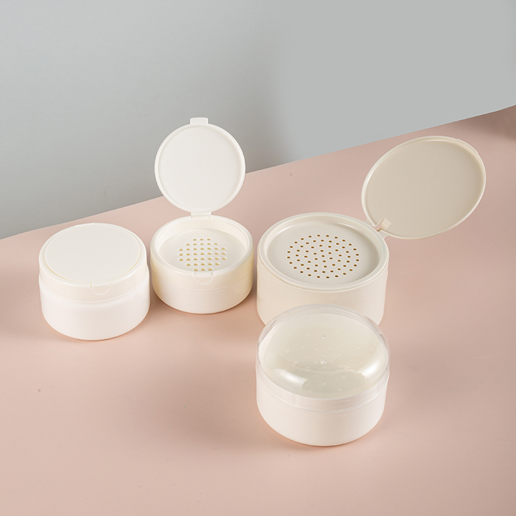 New product White flip-top cosmetic jar, powder jar with many small holes Hot selling jar plastic packaging