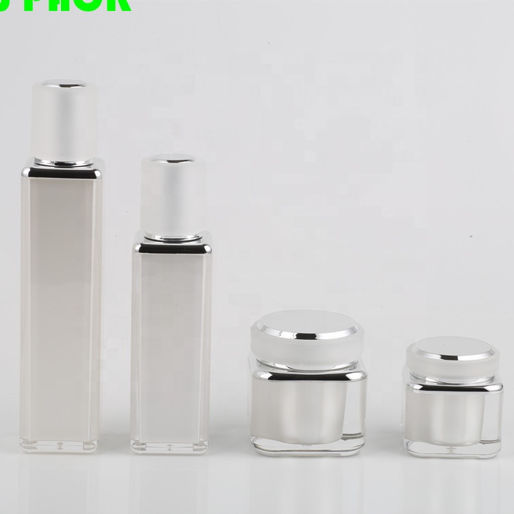 New product acrylic vacuum cosmetic press essence lotion bottle skin cream jar packaging custom logo