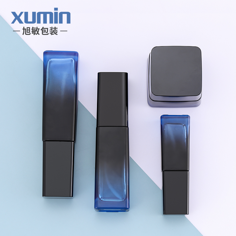 New product blue glass lotion bottle 50g cream bottle with 40ml lotion pump bottle packing