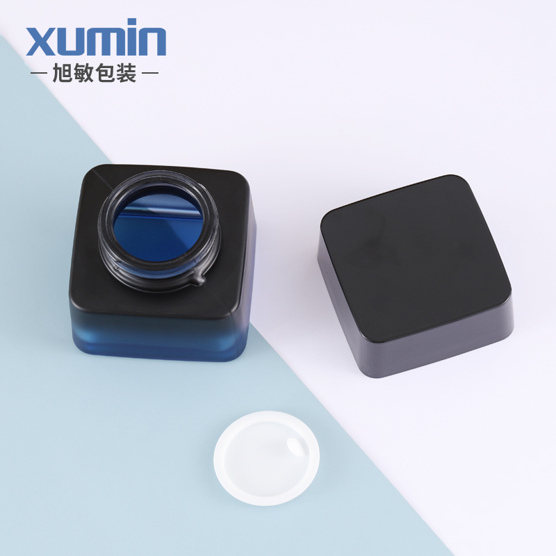 New product blue glass lotion bottle 50g cream bottle with 40ml lotion pump bottle packing