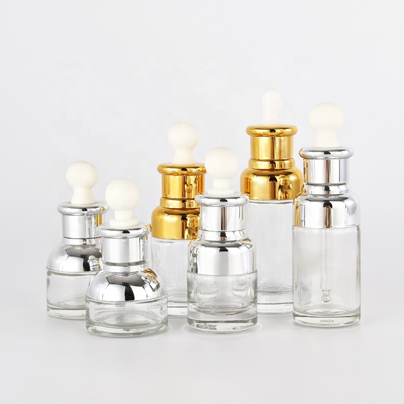 New product clear glass dropper bottles with aluminum rubber taet