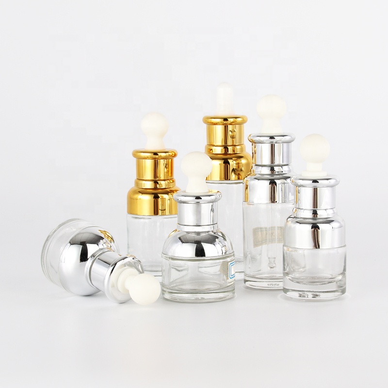 New product clear glass dropper bottles with aluminum rubber taet