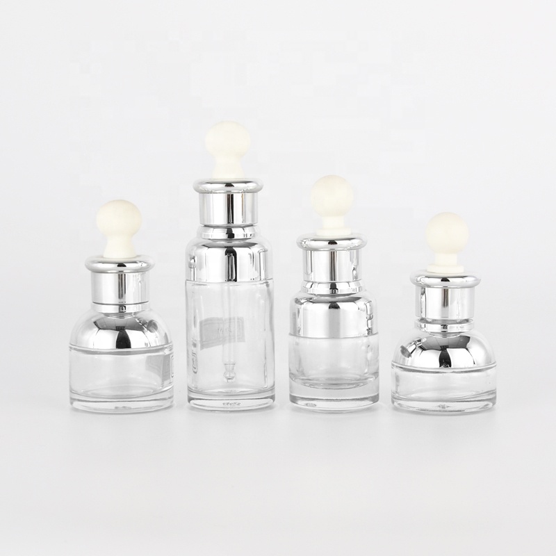 New product clear glass dropper bottles with aluminum rubber taet