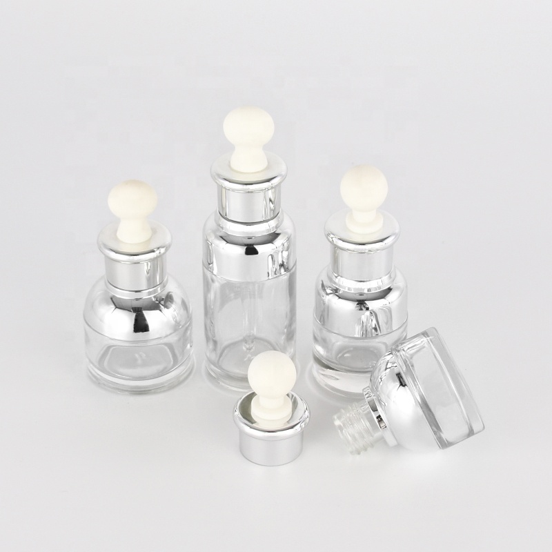 New product clear glass dropper bottles with aluminum rubber taet