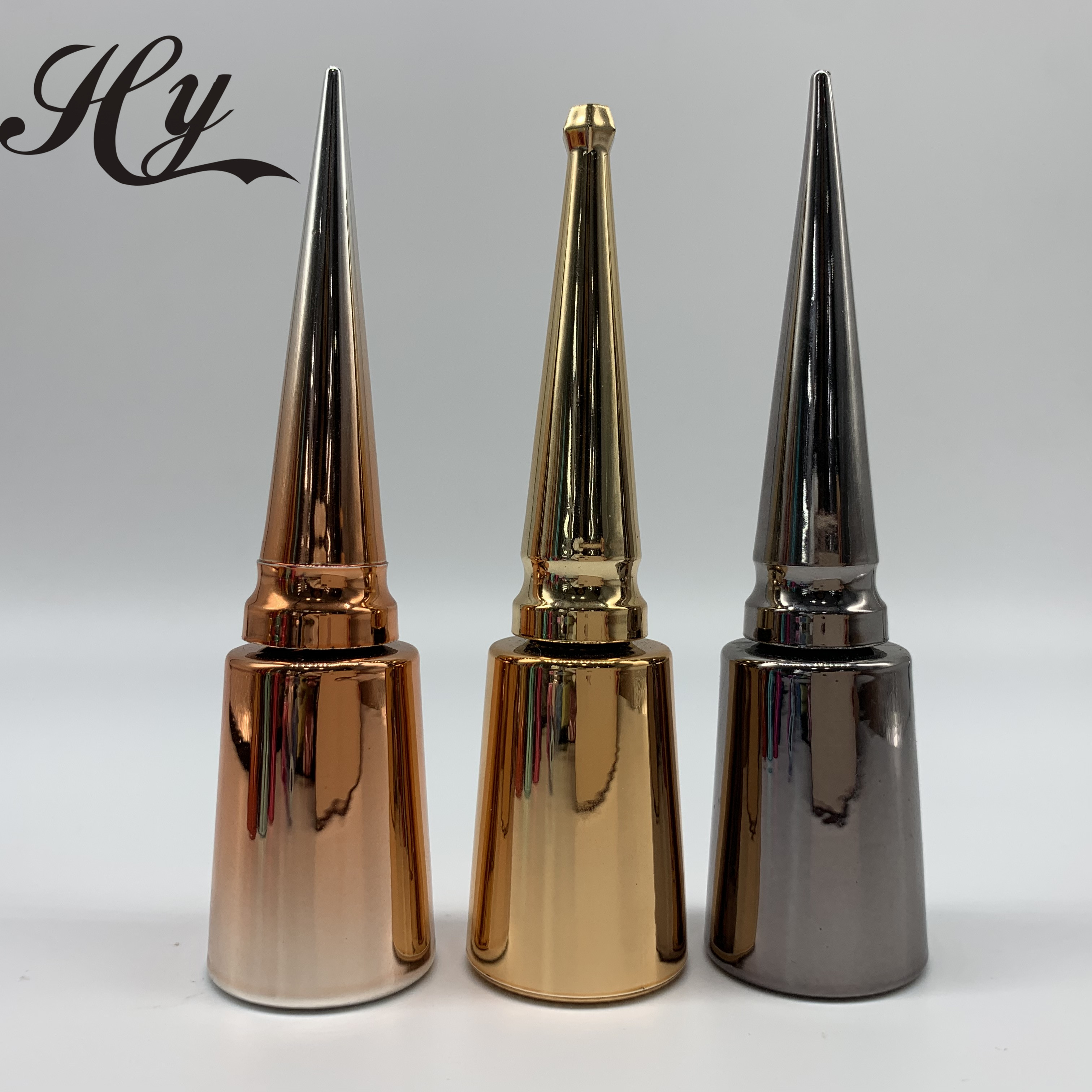 New product custom luxury gold uv electroplating cosmetic nail polish glass bottle