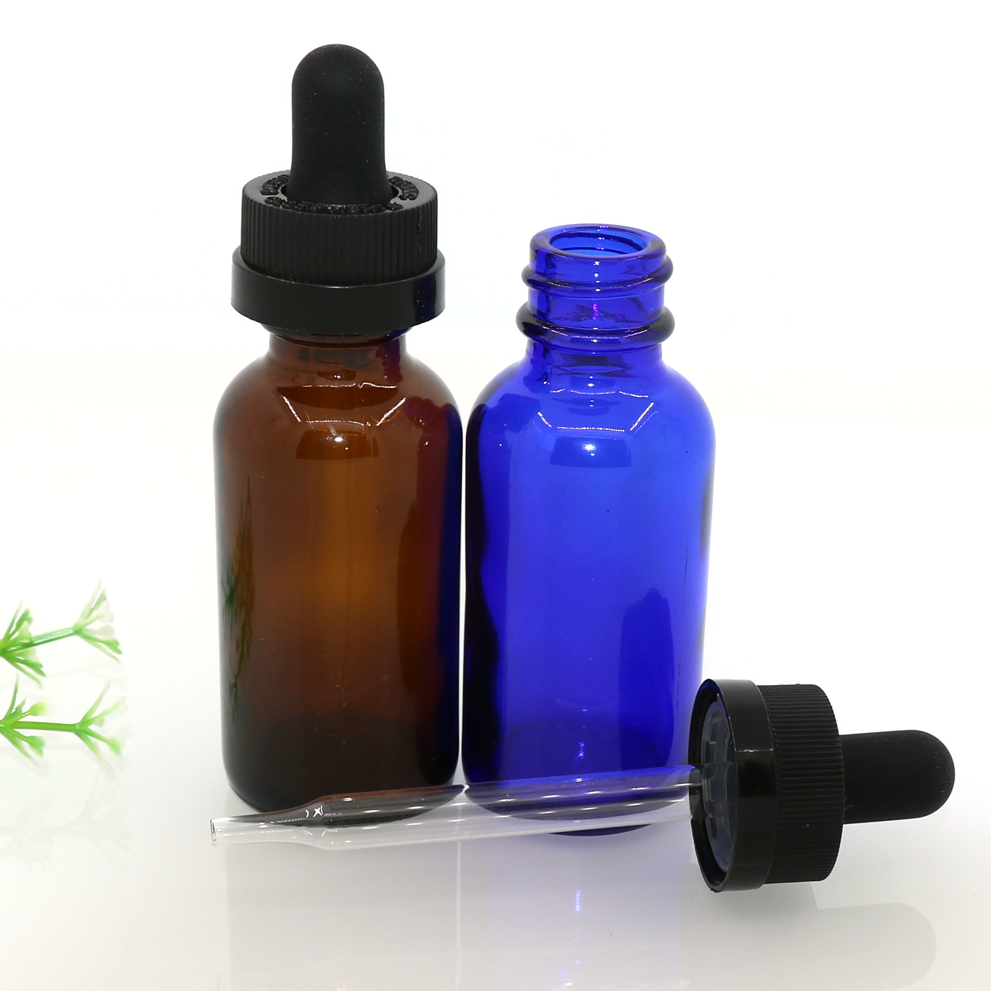 New product e liquid round boston glass bottle with childproof cap drop plastic dropper glass bottle 30ml 1oz