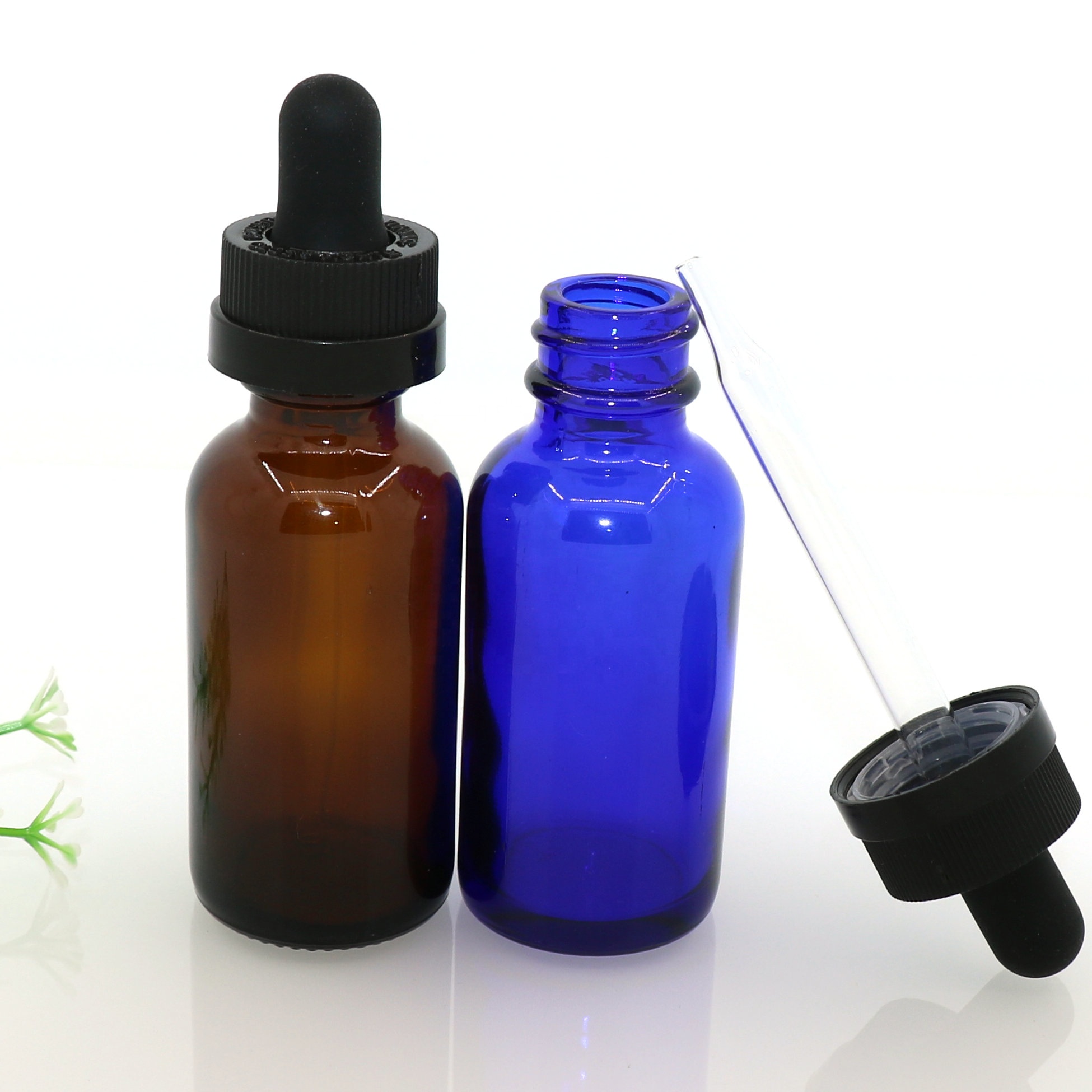 New product e liquid round boston glass bottle with childproof cap drop plastic dropper glass bottle 30ml 1oz