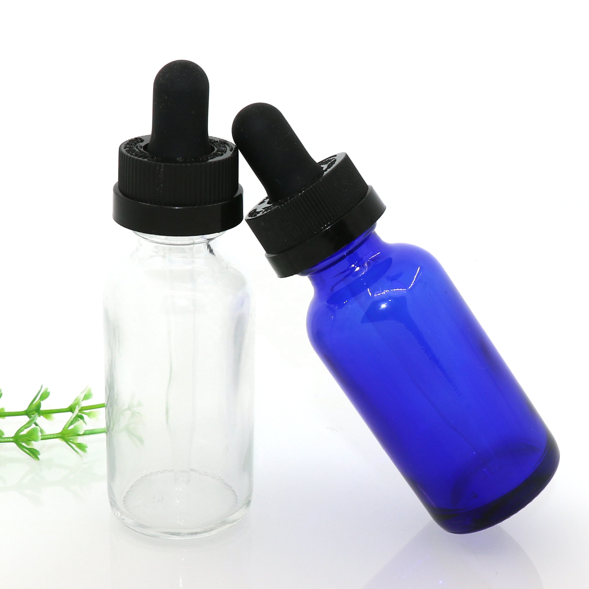 New product e liquid round boston glass bottle with childproof cap drop plastic dropper glass bottle 30ml 1oz